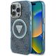 Θήκη Guess IML Metal Glitter 4G Circle Triangle MagSafe για iPhone 16 Pro μπλε