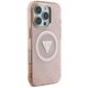 Θήκη Guess IML Metal Glitter 4G Circle Triangle MagSafe για iPhone 16 Pro ροζ