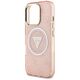 Θήκη Guess IML Metal Glitter 4G Circle Triangle MagSafe για iPhone 16 Pro ροζ