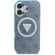Θήκη Guess IML Metal Glitter 4G Circle Triangle MagSafe για iPhone 16 μπλε