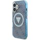 Θήκη Guess IML Metal Glitter 4G Circle Triangle MagSafe για iPhone 16 μπλε