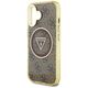 Θήκη Guess IML Metal Glitter 4G Circle Triangle MagSafe για iPhone 16 καφέ