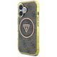 Θήκη Guess IML Metal Glitter 4G Circle Triangle MagSafe για iPhone 16 καφέ