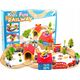 LeanToys Tor samochodowy Kolejka, autka, drzewa, budynki, helikopter  (9835-uniw)