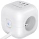 Kostka zasilająca Qoltec przedłużacz 6w1 z podświetlanym włącznikiem | 3x AC | 2x USB | 1x USB-C PD 20W | Biała | Kabel 2m