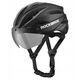 Kask rowerowy Rockbros z szybką, odpinane okulary z ochroną UV, unisex - czarno-brązowy