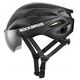 Kask rowerowy Rockbros z szybką, odpinane okulary z ochroną UV, unisex - czarny