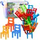 Gra Zręcznościowa Spadające Balansujące Krzesła 48 Elementów Kolorowe LEAN Toys