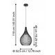 Pendant lamp EGLO Razoni, 1 x E27, 40W, black, o32.5 x h110 cm