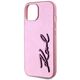 Etui Karl Lagerfeld Wrinkled Metal       Signature do iPhone 15 różowy
