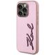 Etui Karl Lagerfeld Wrinkled Metal       Signature do iPhone 15 Pro Max różowy