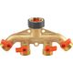 ROZDZIELACZ 4-DROŻNY GW 3/4"x GZ 3/4" MOSIĄDZ  Z ZAWORAMI BRASS SOFT