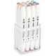 Touch Brush Marker 12stk pastel farver, pensel + medium kantet spids