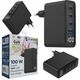 Ładowarka uniwersalna 100W GaN 1xUSB-A 3xUSB-C szybkie ładowanie LCD czarna