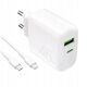 Φορτιστής Puro Daily Prolite 45W USB-C USB-A Power Delivery με καλώδιο USB-C - λευκή