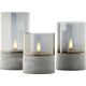 LED table lamp BRILLIANT BOUGIE, IP44, 2500K, 2xAA, timer, transparent glass, 3pcs