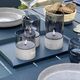 LED table lamp BRILLIANT BOUGIE, IP44, 2500K, 2xAA, timer, transparent glass, 3pcs