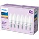 Philips LED classic Lampe 40W E14 Kerze Warmw 470lm matt 6er P