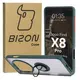 Etui z uchwytem na palec Bizon Case Hybrid Ring do Oppo Find X8 Pro przydymione z ciemnozieloną ramką