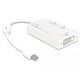 Adapter AV Delock DisplayPort Mini - DisplayPort - HDMI - DVI biały (61768)