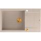 EVAN 136 XL GraniteQ νεροχύτης με σιφόνι Push to Open 1-θέσιος χωρίς (860x500x210| θάλαμος 420x490) pearl beige / στοιχεία χαλκού