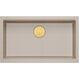 Νεροχύτης LOGAN 110 GraniteQ pearl beige 76x45x23,5 cm 1-θέσης υποκαθήμενος με χειροκίνητο σιφόνι χρυσό