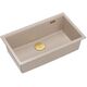 Νεροχύτης LOGAN 110 GraniteQ pearl beige 76x45x23,5 cm 1-θέσης υποκαθήμενος με χειροκίνητο σιφόνι χρυσό