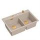 MARC 120 WORKSTATION GraniteQ νεροχύτης 2-θέσεων 760*500*235 mm pearl beige + σιφόνι push to open + δοσομετρητής + σανίδα + ένθετο / χάλκινα στοιχεία