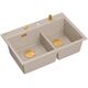 MARC 120 WORKSTATION GraniteQ νεροχύτης 2-θέσεων 760*500*235 mm pearl beige + σιφόνι push to open + δοσομετρητής + σανίδα + ένθετο / χάλκινα στοιχεία