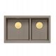 QUADRON | LOGAN 120 | γρανιτένιος νεροχύτης κουζίνας SOFT TAUPE + ΧΡΥΣΟ PVD | διάσταση: 76 x 45 x 23,5 cm | 2-θέσιος εντοιχισμένος | ελάχιστο πλάτος ντουλαπιού: 80 cm