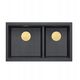QUADRON | LOGAN 120 | γρανιτένιος νεροχύτης κουζίνας BLACK DIAMOND + ZŁOTO PVD | διάσταση: 76 x 45 x 23,5 cm | 2-θέσιος υποκαθήμενος | ελάχιστο πλάτος ντουλαπιού: 80 cm