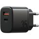 Φορτιστής τοίχου Bazic Goport Velox Kit 1xUSB-C 1xUSB-A GaN 35W με πλεκτό καλώδιο μαύρο