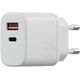 Φορτιστής τοίχου Bazic Goport Velox Kit 1xUSB-C 1xUSB-A GaN 35W με πλεκτό καλώδιο λευκό
