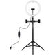 LED žiedinė lempa 30cm, su trikoju stovu iki 165cm ir 3 telefono laikikliais, USB