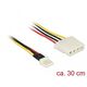 Kabel Power Floppy 4 Pin Stecker > Molex 4 Pin Buchse  30 cm Delock