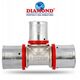 Diamond trójnik zaprasowywany potrójny PEX-AL-PEX z mosiądzu 32x25x32 FZZ-009.32X25X32.T-3