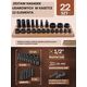 Σετ καρυδάκια κρούσης 1/2" 22τεμ. (10-32mm) (6-γωνιακά)