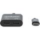 Προσαρμογέας ήχου MANHATTAN USB-C με θύρα φόρτισης Power Delivery USB-C αρσενικό σε θύρα ήχου USB-C και θύρα Power Delivery USB-C μαύρο