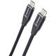 PREMIUMCORD Καλώδιο USB-C M/M, 240W 480Mbps μαύρο βαμβακερό πλέξιμο, 1,5m