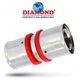Σύνδεσμος συμπίεσης Diamond ΔΙΠΛΟΣ, PEX-AL-PEX, ορείχαλκος 32x32 FZZ-003.32X32.ZŁ-2