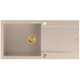 EVAN 146 XL GraniteQ νεροχύτης με σιφόνι Push 2 Open 1-θέσιο χωρίς αποστράγγιση (1000x500x210| θάλαμος 420x480) pearl beige / χρυσά στοιχεία