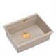 LOGAN 100 GraniteQ νεροχύτης pearl beige 56x45x21,5 cm 1-θέσιος υποκαθήμενος με χειροκίνητο σιφόνι χάλκινος