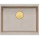 LOGAN 100 GraniteQ νεροχύτης pearl beige 56x45x21,5 cm 1-θέσιος υποκαθήμενος με χειροκίνητο σιφόνι χρυσό