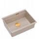 LOGAN 100 GraniteQ νεροχύτης pearl beige 56x45x21,5 cm 1-θέσιος υποκαθήμενος με χειροκίνητο σιφόνι χρυσό