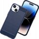 Θήκη Carbon etui iPhone 14 εύκαμπτη ζελατινώδης θήκη για πίσω μπλε