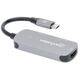 MANHATTAN USB-C 3-in-1 Μετατροπέας με Παροχή Ισχύος USB 3.2 Τύπου-C Αρσενικό σε HDMI 4K30Hz USB-A 5Gbit/s και USB-C PD 100W Αλουμίνιο Γκρι