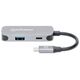 MANHATTAN USB-C 3-in-1 Μετατροπέας με Παροχή Ισχύος USB 3.2 Τύπου-C Αρσενικό σε HDMI 4K30Hz USB-A 5Gbit/s και USB-C PD 100W Αλουμίνιο Γκρι