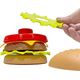 Duży Zestaw Imitacje Jedzenia Frytki Burger Gofry Napój Sztućce 32 Elementy