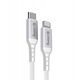 Kabel Crong USB-C Lightning Armor Link Fast Charging MFi Oplot Biały 150cm