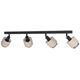 Spot light EGLO ROSLEY, 4xE27, max 4x40 W, black/natural linen, 75x9x18.5cm